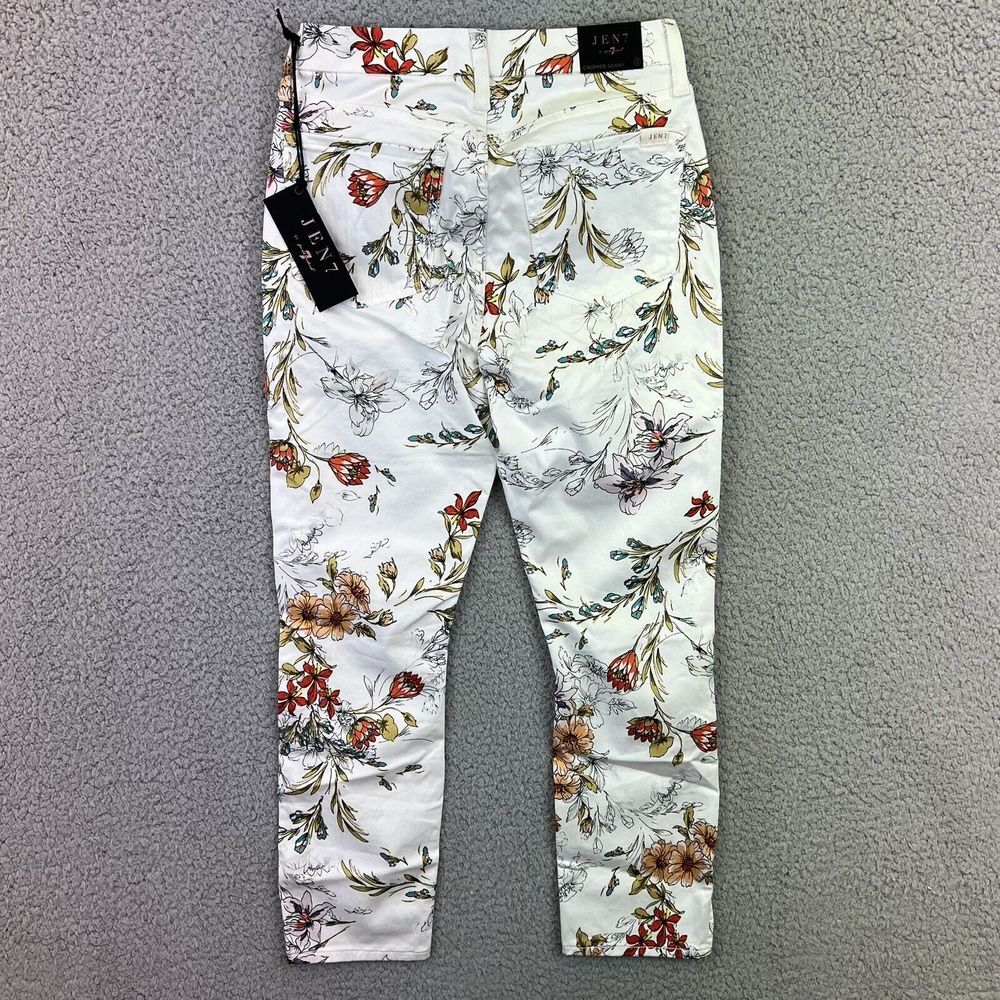 Jen 7 by 7 for‎ All Mankind Floral Print Denim Jeans Cropped Skinny Size 0 NEW - Picture 9 of 9